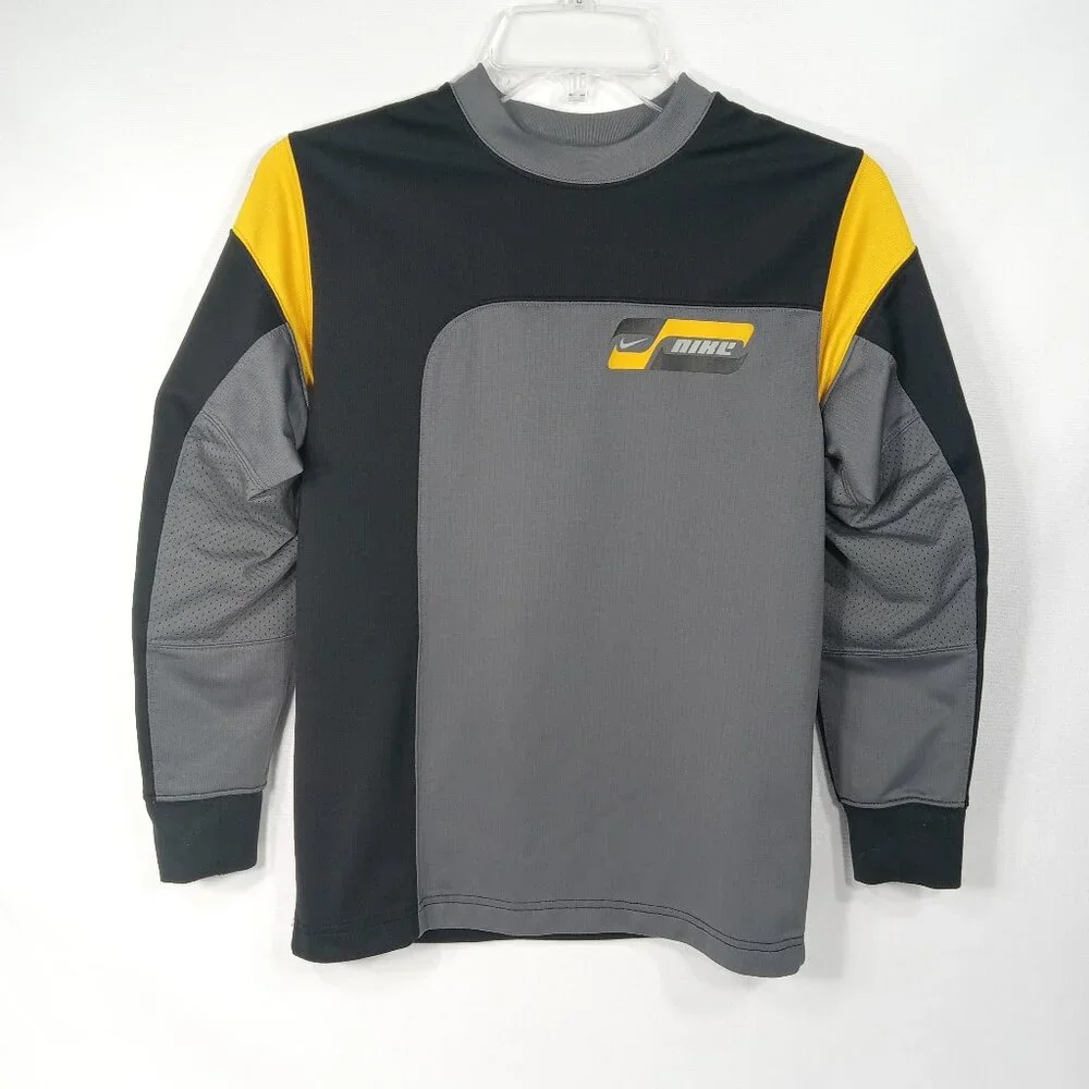 NIKE Gray Black Polyester Padded Elbow Performance Jersey Shirt Boys Size Medium